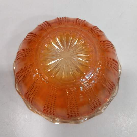 6 Vintage Orange Carnival Glass Berry Bowls image number 3
