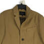 Mens Tan Long Sleeve Notch Lapel Pockets Lined Button Front Overcoat Size M image number 3