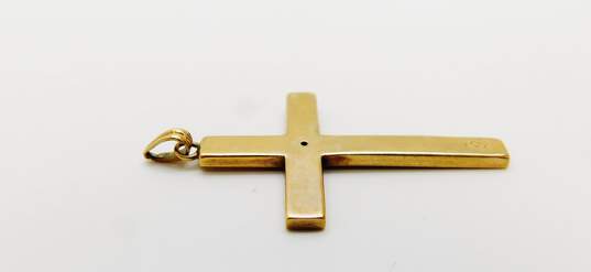Vintage 10K Two Tone Gold Diamond Accent Etched Cross Pendant 1.0g image number 3