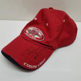 Signed red Coors Light Racing nascar baseball hat