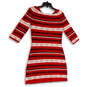 NWT Womens Multicolor Knitted 3/4 Sleeve Knee Length Sweater Dress Size 4 image number 2