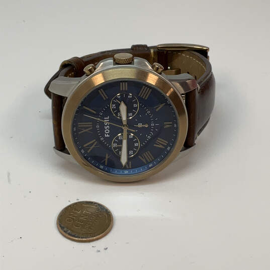 Designer Fossil Gold-Tone Chronograph Adjustable Strap Analog Wristwatch image number 3