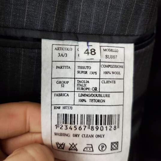 Firado Dark Gray Wool Pin Stripe Patterned Blazer Jacket MN Size L 48 NWT image number 4