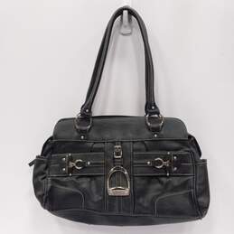 Chaps Faux Leather Black Shoulder Handbag