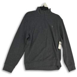 NWT Polo Ralph Lauren Mens Gray 1/4 Zip Mock Neck Pullover Sweater Size Medium