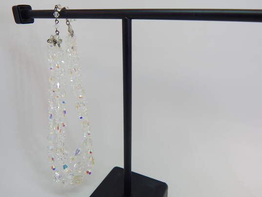 Vintage Aurora Borealis Crystal Necklaces & Clip On Silver Tone Earrings 129.8g image number 3