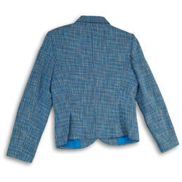 Womens Blue Notch Lapel Long Sleeve Tweed Two Button Blazer Size 10 alternative image