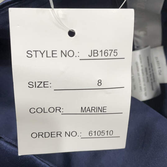 NWT Womens Blue Sleeveless Spaghetti Strap Back Zip Maxi Dress Size 8 image number 3