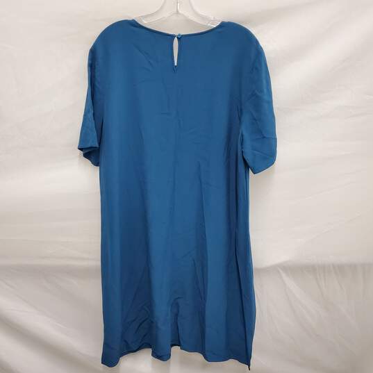 Eileen Fisher WM's Fine Jersey Boat Neck Long Top Teal Tunic Dress Size L/G image number 2