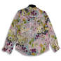 Womens Pink Floral Spread Collar Long Sleeve Button-Up Shirt Size Small image number 2