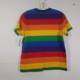Mens Rainbow Striped Crew Neck Short Sleeve Pullover T-Shirt Size Medium alternative image