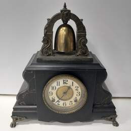 Vintage Bell Top Black Wooden Mantle Clock