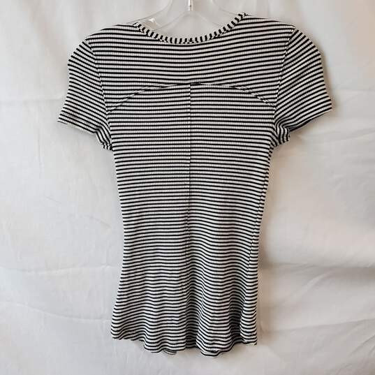 Free People Frenchie Striped Black & White Cutout Shirt Size S image number 2