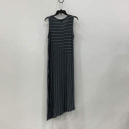 Womens Black Blue Striped Sleeveless Scoop Neck Pullover Tank Dress Size M alternative image