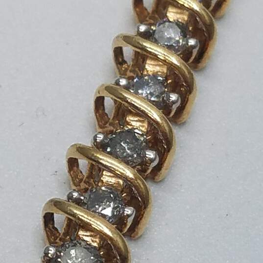 Rare 10K Gold All Diamond 7in Tennis Bracelet 11.4g image number 7