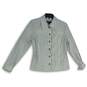 Jones New York Womens White Gray Striped Collared Long Sleeve Jacket Size M image number 1