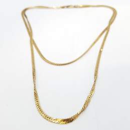 14K Gold 2 Strand 3mm Herringbone Necklace 21.5g