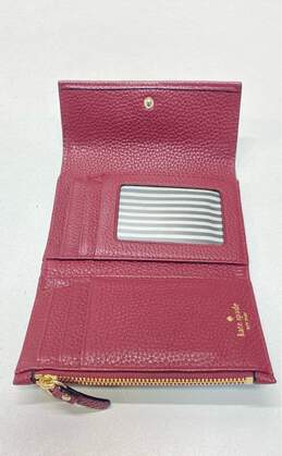 Kate Spade Burgundy Leather Bifold Zip Card Wallet