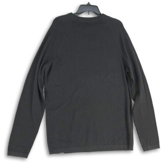 NWT Mens Black Knit Long Raglan Sleeve Crew Neck Pullover T-Shirt Size Large image number 2