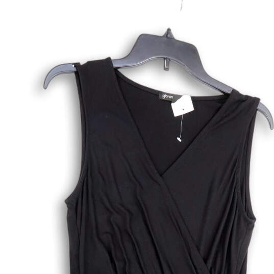 NWT Womens Black Sleeveless V-Neck Pullover Knee Length Wrap Dress Size PM image number 3