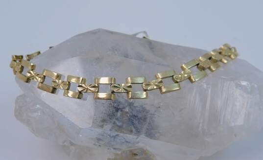 14K Gold Etched & Smooth Unique Panther Chain Bracelet 9.0g image number 1