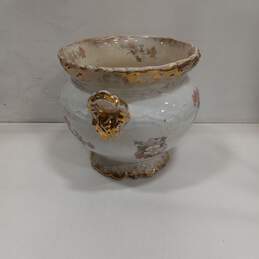 Wheeler Pottery La Belle China Vase w/ Floral Design and Gold Tone Accents