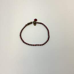Designer Liz Palacios Gold-Tone Red Rhinestones Signed Chain Tennis Bracelet alternative image