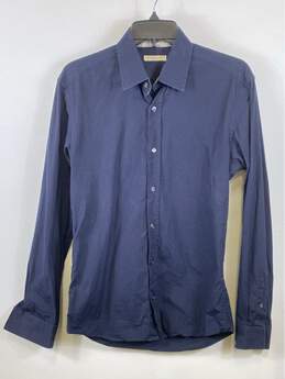 Burberry Men Navy Blue Button Up Shirt S