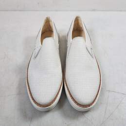 UGG White Striped & Gary Canvas Suede Slip On Sneakers Size 9