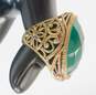 Barse Brass Faceted Green Agate Oval Open Scrolled Statement Ring 22g image number 3