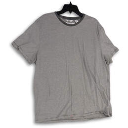 Mens Gray Pinstripe Crew Neck Short Sleeve Pullover T-Shirt Size XXL