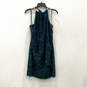 NWT Womens Blue Floral Velvet Halter Neck Sleeveless A-Line Dress Size 8 image number 1
