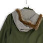 Womens Green Long Sleeve Hooded Full-Zip Military Jacket Size Small image number 4