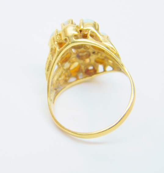 Vintage 14K Yellow Gold Opal Cluster Ring 5.3g image number 3