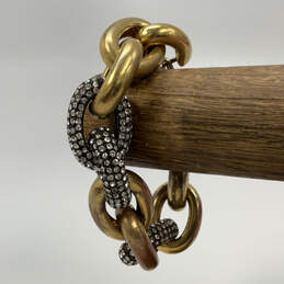 Designer J. Crew Gold-Tone Rhinestone Spring Ring Clasp Chain Link Bracelet