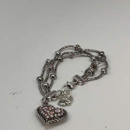 Designer Brighton Silver-Tone Pink Rihnestone Heart Shape Charm Bracelet alternative image