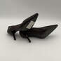 Womens Brown Leather Snakeskin Print Pointed Toe Slip-On Pump Heel Size 7.5 image number 6