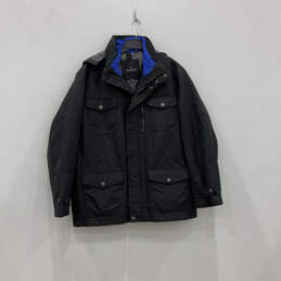 Womens Black Long Sleeve Front Pockets Hooded Full Zip 3-In-1 Jacket Sz XL