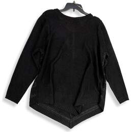 Womens Black Knitted Round Neck Long Sleeve Pullover Sweater Size 3X alternative image