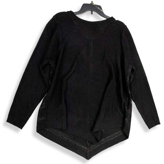 Womens Black Knitted Round Neck Long Sleeve Pullover Sweater Size 3X image number 2