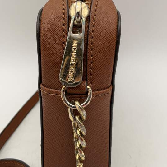 Michael Kors Womens Brown Leather Semi Chain Strap Inner Pocket Crossbody Bag image number 5