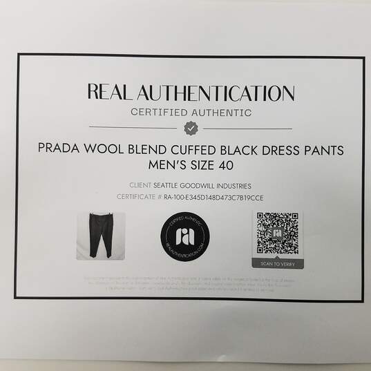 Prada Wool Blend Cuffed Black Dress Pants Men's Size 40 image number 9