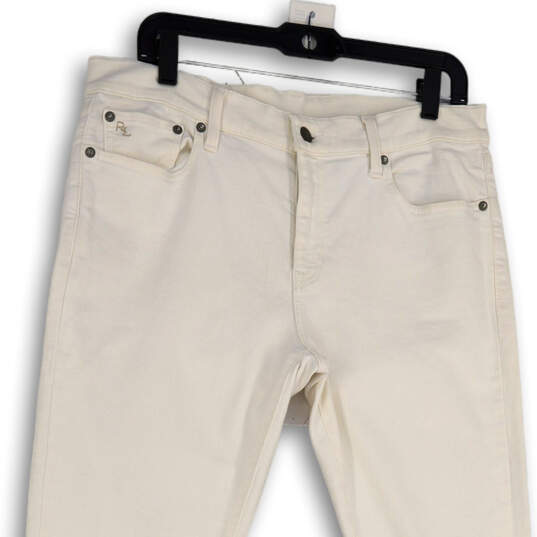 Womens White Denim Light Wash Pockets Stretch Skinny Leg Jeans Size 32 image number 3