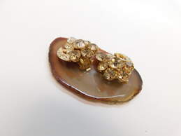 Vintage Eisenberg Ice Goldtone Icy Smoky & Clear Rhinestones Cluster Clip On Earrings 12.6g