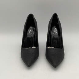 Womens Black Pointed Toe Fashionable Slip-On Stiletto Pump Heels Size 8