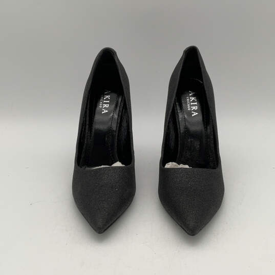 Womens Black Pointed Toe Fashionable Slip-On Stiletto Pump Heels Size 8 image number 1