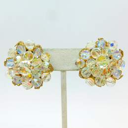 Vintage Aurora Borealis Necklace Floral Brooches & Clip On Earrings 106.5g alternative image