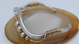 Artisan 925 Sterling Silver & 10K Yellow Gold Cuff Bracelet 15.1g alternative image