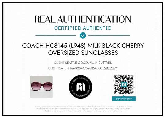 AUTHENTICATED COACH HC8145 'MILKY BLACK CHERRY' SUNGLASSES image number 2