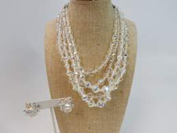 Vintage Icy Aurora Borealis 2-Strand Necklaces & Earrings 149.2